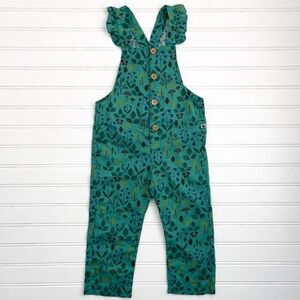 MOULIN ROTY 🇫🇷 EUC Ruffle Strap Spring Foilage Woodland Overalls Dungarees